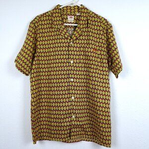 Levi's Cubano Button Front Shirt Men's S Yellow Cactus Print Camp Shirt